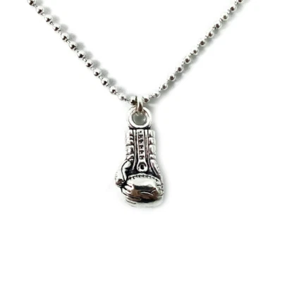 Collana con Guantone da Boxe Acciaio inox argento catena sfera Militare box Uomo - Immagine 1 di 4