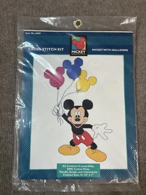 Cross Stitch Kit Mickey Mouse Unlimited Balloons 10.25x7 Needlepoint Picture USA - Image 1 of 3