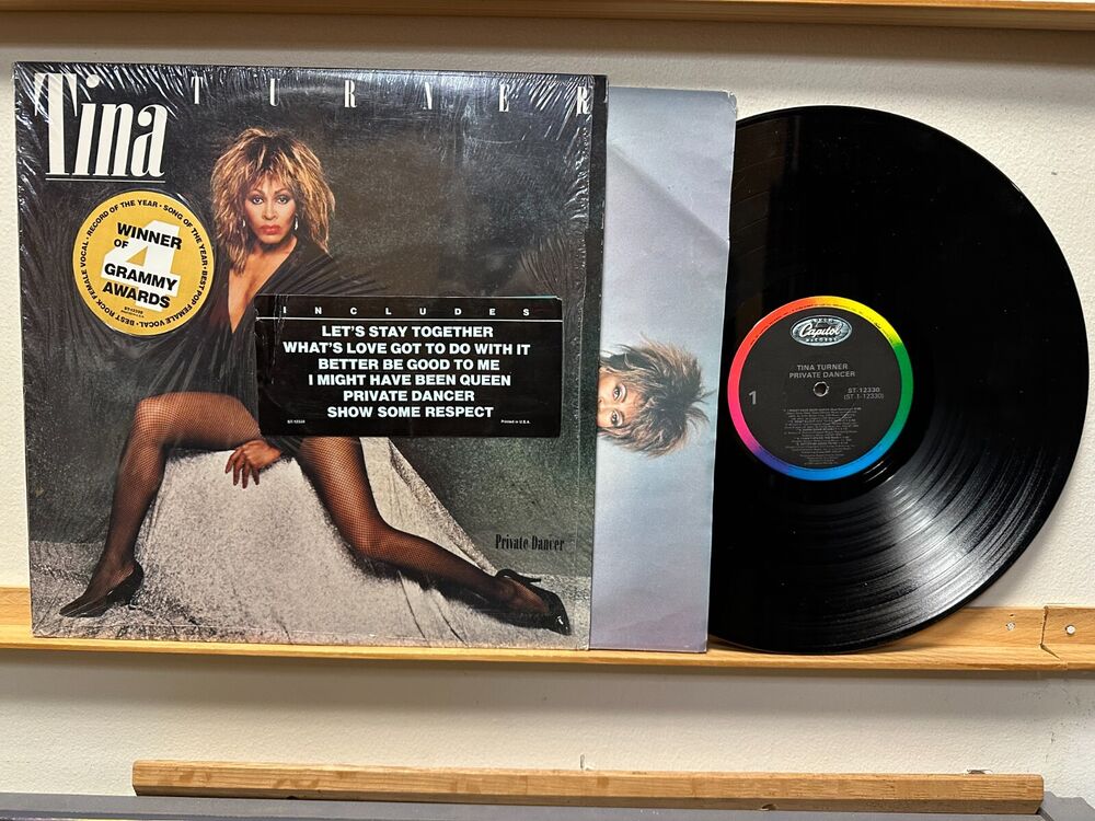 TINA TURNER Private Dancer LP in Shrink w/ Hype Stickers & Lyric Sleeve 1983 NM!