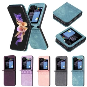 Hülle für Samsung Galaxy Z Flip 5 4 3 Leder Case Handyhülle Cover Schutzhülle - Picture 1 of 24