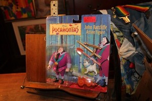Disney Pocahontas John Ratcliffe Action Figure on Card W/ Dog Pug and Cannon 