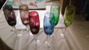 NEW -6 piece in all Colors Hand Cut Crystal Glasses NEW...own the Set - Picture 1 of 8