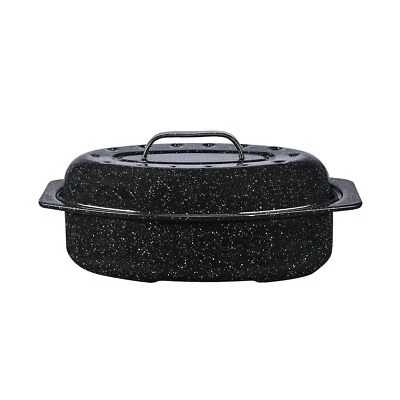 Granite Ware 13-Inch Covered Oval Roaster - Speckled Black - Image 1 of 4