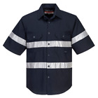Sale Portwest Geelong Shirt, Short Sleeve, Regular Weight Reflective Work Ma909