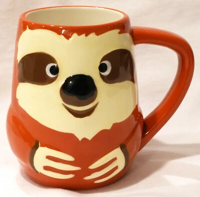 Happy Sloth Figura 3D Taza Agarrar Manos Lindo Animal Perezoso Taza de Café Taza Foto 1 de 4