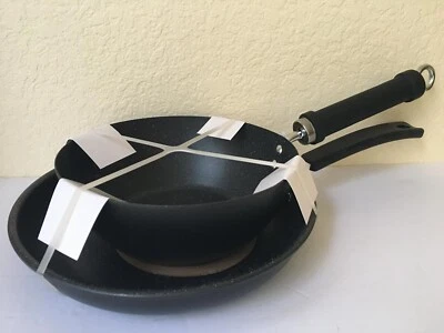 Juego de 2 sartenes MASTERCLASS 9,5" y wok de 8" ACERO AL CARBONO CALIBRE PESADO NUEVO Foto 1 de 4