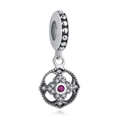 PANDACHARMS Rotes Blumenornament Charm Anhänger für Charm Armband, 925er Silber - Bild 1 von 4
