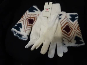 New Idyllwind Solid Cream Ivory Knit Gloves & Tribal Pattern Fingerless Gloves - Picture 1 of 3