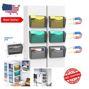 Magnetic Wall File Organizer, No Drilling Required - 6 Pockets, 15lb Capacity - Picture 1 of 9