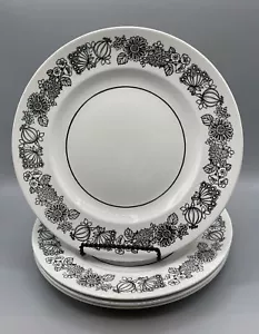 Set Of 4 Vintage Manitou By Grindley 10” Dinner Plates White Black Discontinued - Picture 1 of 11