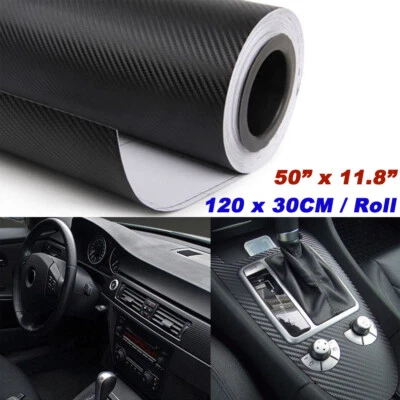 3D Waterproof Carbon Fiber Vinyl Car Wrap Sheet Roll Film Sticker Decal 120x30cm - Image 1 of 4