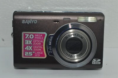 Cámara digital SANYO VPC-T700 7 MP SOLO marrón para reparación de piezas Foto 1 de 4