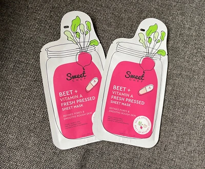 2x Sweet Chef Beet + Vitamin A Fresh Pressed Sheet Masks - 20ml & 20ml - 2 Masks - Image 1 of 4