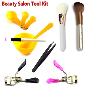 Beauty Salon Kit Tools Eyelash Curler Eyebrow Tweezers Makeup Brush Mask Bowl  - Picture 1 of 7