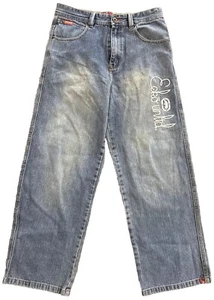 Ecko Unlimited Denim Baggy Skater Baseball Leg Logo Boys Blue Jeans Size 18 Y2K - Picture 1 of 4
