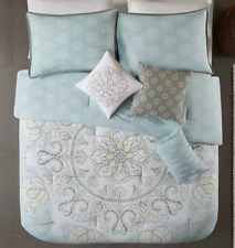 Madison Park Cal King 7 Pc Comforter Set Reversible Cotton Sateen Seafoam Green