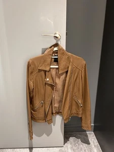 Dorothy Perkins Faux Leather Short Biker Jacket - Tan Brown Size UK10 - Picture 1 of 4