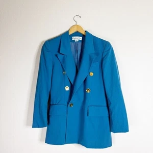 CHRISTIAN DIOR Chaqueta Blazer Lana Doble Botonadura Azul Verde Azulado TALLA 6 - Imagen 1 de 9