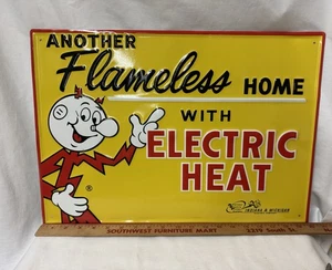 Reddy Kilowatt Another Flameless Home With Electric Heat Vintage Style Sign - Picture 1 of 5