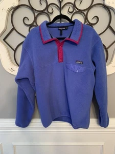 Patagonia Años 90 Synchilla Vellón Mujer’s Talla Lg Muy Bonito Neón Púrpura/Azul - Imagen 1 de 6