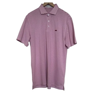 Holderness & Bourne Tailored Fit Golf Polo Shirt Logo Striped Large Pink White - Picture 1 of 8