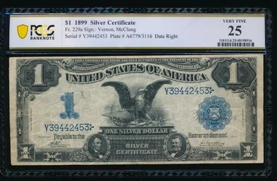 AC Fr 229a 1899 $1 Silver PCGS 25 BLACK EAGLE the key - Image 1 of 2