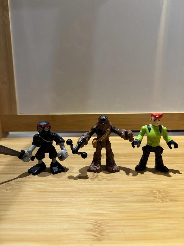 Imaginex Mixed Figure Lot Chewbacca, Foot Soldier, Dino Lizard Rider Foto 1 de 4
