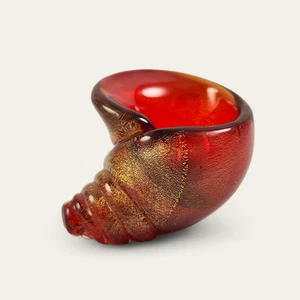 Caracola de cristal vintage Arquímedes Seguso de Murano italiano con manchas de oro rojo - Imagen 1 de 6