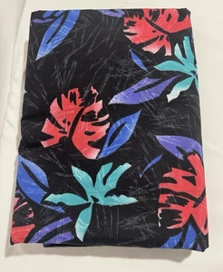 Vintage Hawaii Stoff 6+ Yards Blätter Palmen Türkis Rot Blau Schwarz - Bild 1 von 3