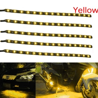 Yellow 5PCS 12V 12" 15SMD Flexible LED Strip Light Waterproof For Car Truck Boat - Image 1 of 4