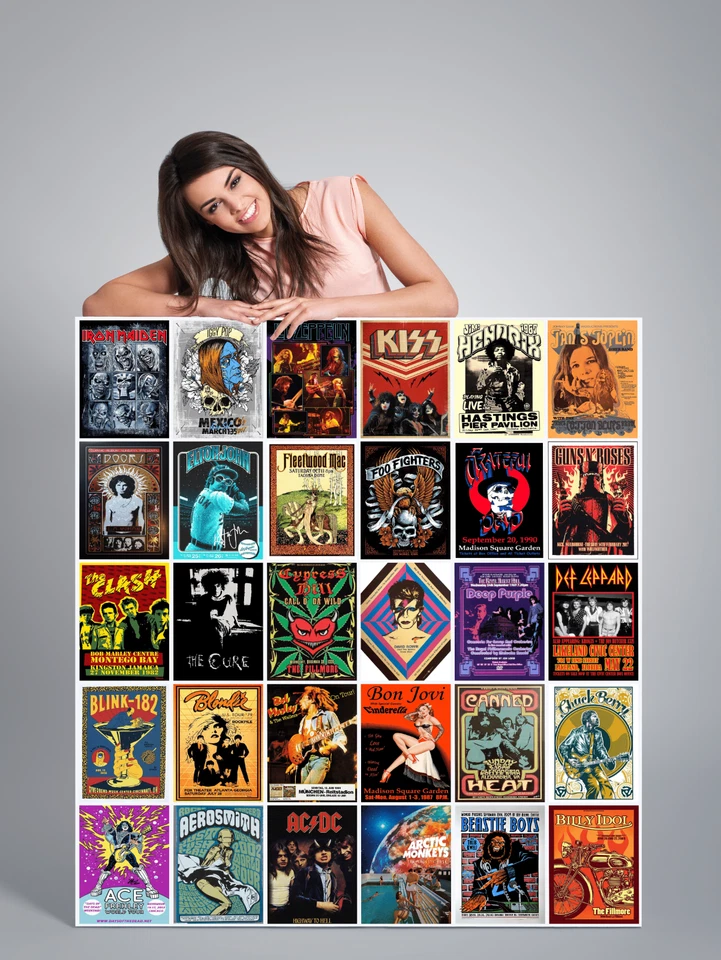 ROCK MUSIC CONCERT POSTERS RETRO VINTAGE PRINTS  A5 148x210mm  LAMINATED VOL 1 - Image 1 of 1