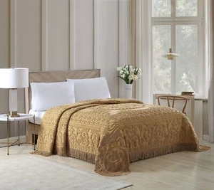 Beatrice Home Fashions Medallion Chenille Bedspread, King, Gold - Picture 1 of 5