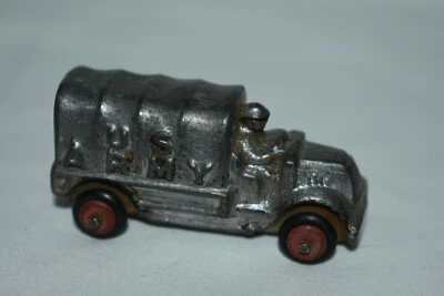 Vintage Barclay Metal US Army Covered Truck With Driver - Image 1 of 4