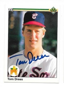 TOM DREES 1990 UPPER DECK AUTOGRAPHED SIGNED # 3 CHICAGO WHITE SOX