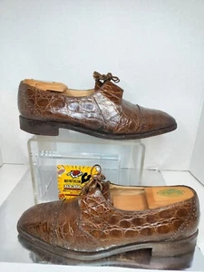 MAURI MEN ITALIAN DARK BROWN (FULL GENUINE ALLIGATOR) LACE UP TASSEL SHOES (9M) - Picture 1 of 11