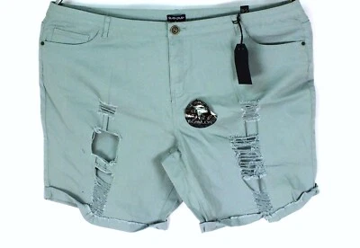NWT Silver Crush Green Size 23 - 24 3XL Shorts Boyfriend Distressed Stretch Cuff - Image 1 of 3