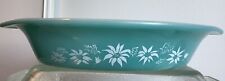Vintage Agee Pyrex Turquoise Flannel Flowers Divided Dish