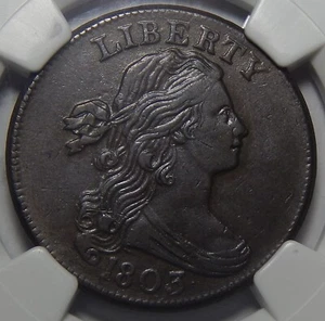 1803 SMALL DATE, SMALL FRACTION, S-251 NGC AU55BN DRAPED BUST LARGE CENT - Picture 1 of 4