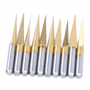 10pcs 10 Degree 0.2mm Titanium Coated Carbide PCB Engraving Bits CNC Router Tool - Picture 1 of 3