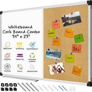 AGCAN Dry Erase White Board Cork Board Combination Board Magnetic Corkboard - Picture 1 of 14