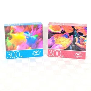 300 Pc Puzzles Hands With Powder and Color Explosion1 11"x14" Cardinal Lot of 2 - Picture 1 of 5