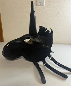 Unicorn Genuine Leather Mask with Black Stitching High Quality Cosplay - Imagen 1 de 5