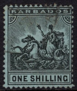BARBADOS 1909-10 1s GREEN & BLACK, SG 169, FINE USED, CAT. £25 - Picture 1 of 2