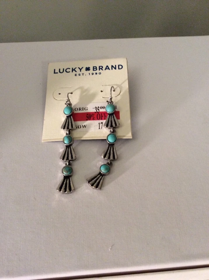 Lucky Brand Silver Tone Linear Earrings $35 #164(2) - Image 1 of 1