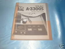 TEAC A-3300S REEL TO REEL OWNERS MANUAL WITH FREE SAME DAY SHIPPING