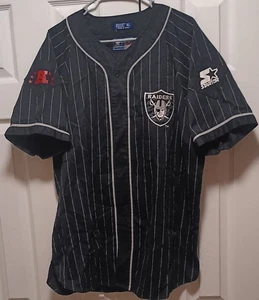 Camiseta deportiva de béisbol vintage de los LA Raiders de los años 90 a rayas NFL XL negra rara - Imagen 1 de 5