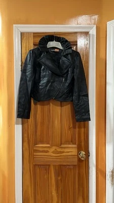 Extreme Factory Asymmetrical Riffle Black Women's Leather Jacket Size XS - Image 1 of 4