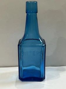 BOTTIGLIA AMARI VINTAGE WHEATON NJ VETRO BLU TEAL ALTEZZA 6" - Foto 1 di 7