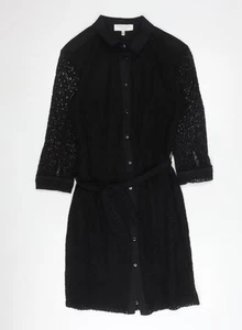 Laura Ashley Women's Black Lace Dress Size 8 Long Sleeve - Picture 1 of 12