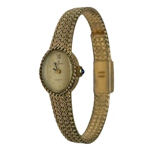 Vintage Damen Helbros Quarz Slim Gold Edelstahl 15mm Uhr NEUE BATTERIE - Bild 1 von 5